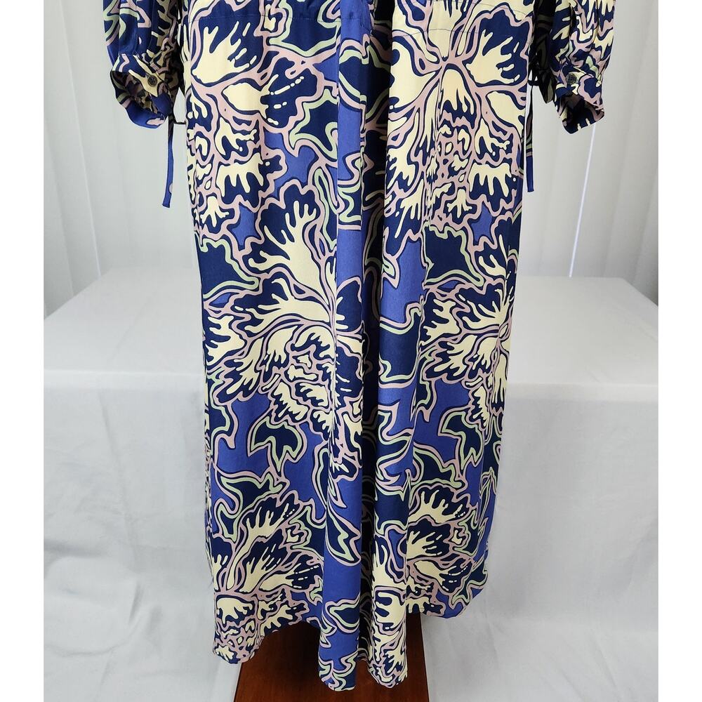 Closed Emily Maxi Dress Oversized Silk Blend Blue Abstract Print Size XXS NWOT - Picture 10 of 16